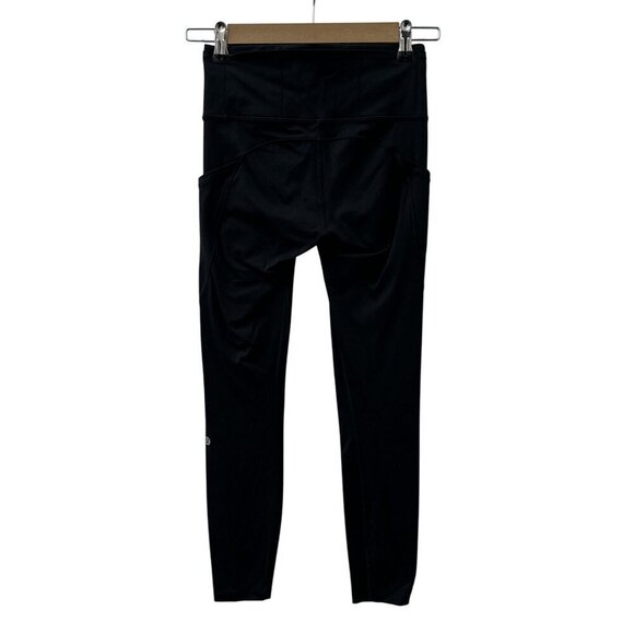 Lululemon Wunder Under Workout Crop Leggings Side Pockets Mid-Rise Black Women 4 - Picture 2 of 12